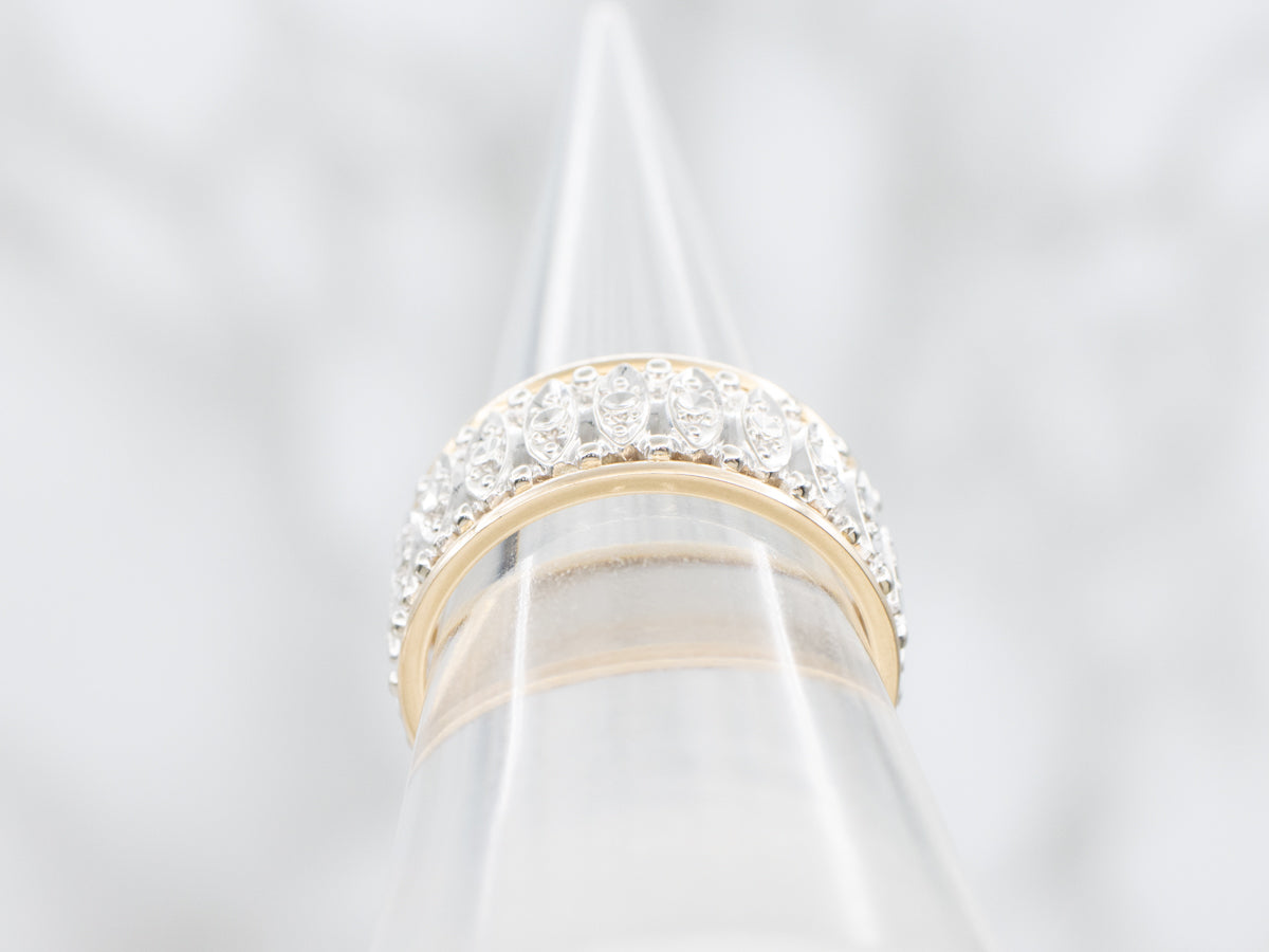 Retro Era Wide Two-Toned Gold Patterned Band