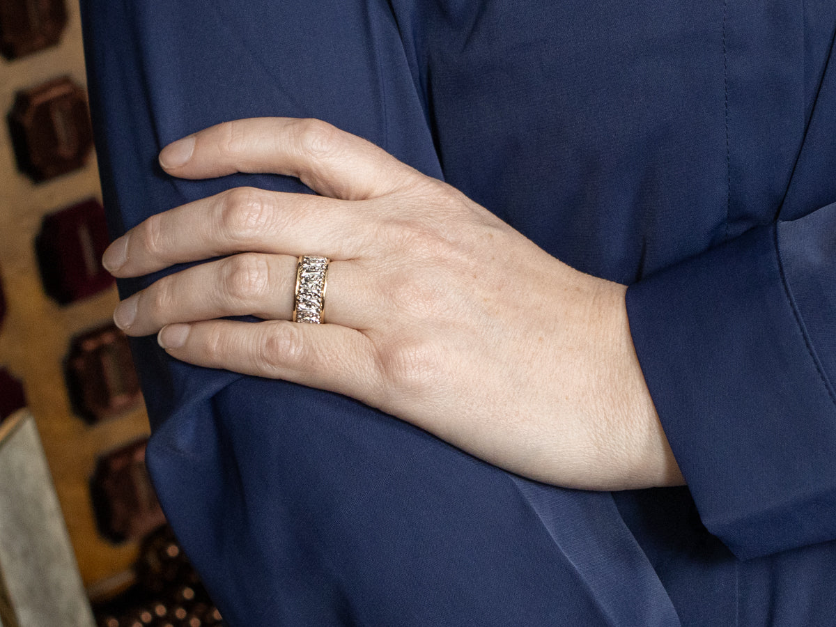 Retro Era Wide Two-Toned Gold Patterned Band