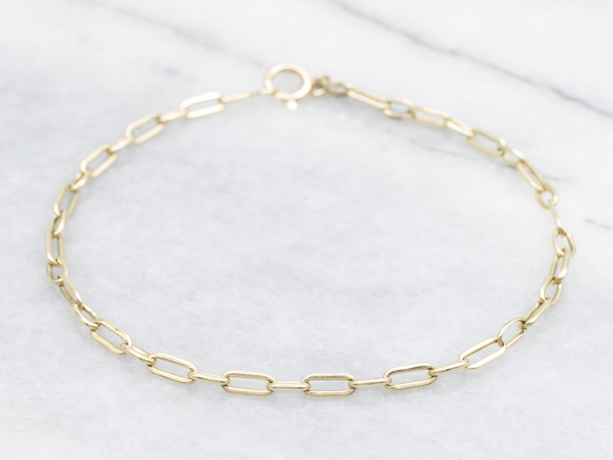 Thin Gold Paperclip Link Bracelet