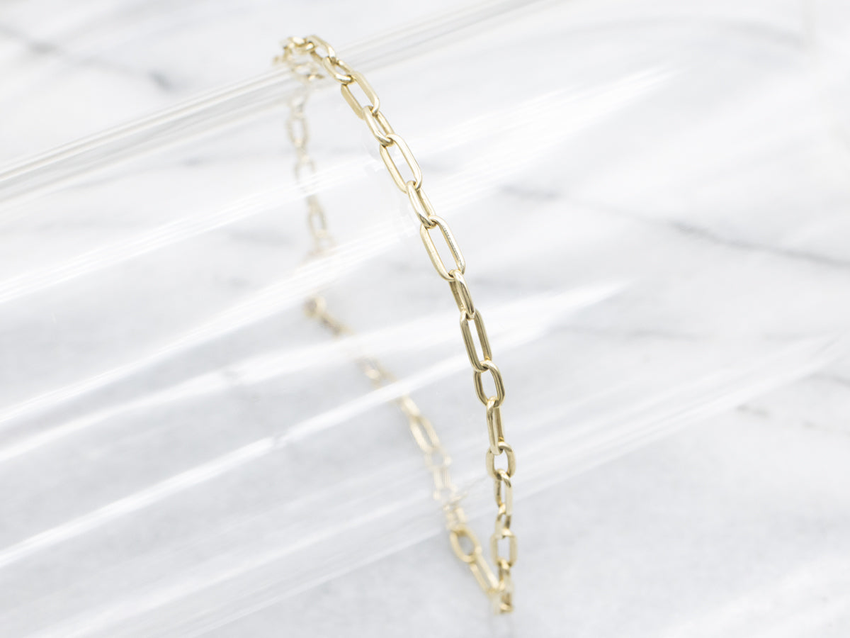 Thin Gold Paperclip Link Bracelet