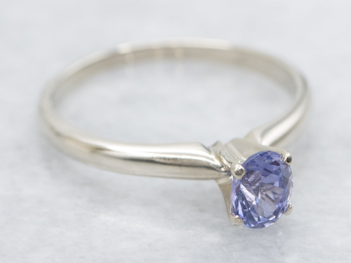 Sweet Purple Sapphire Solitaire Engagement Ring