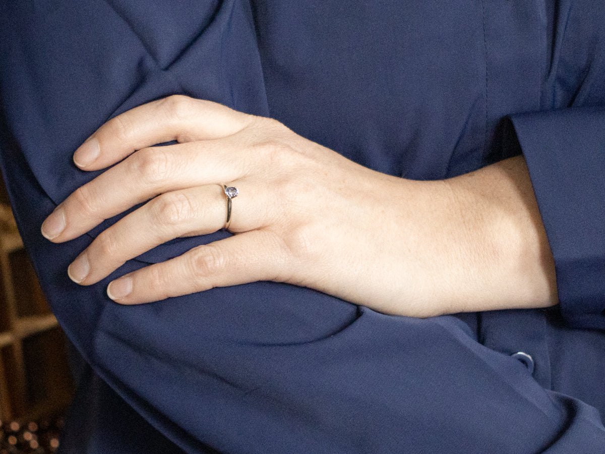 Sweet Purple Sapphire Solitaire Engagement Ring