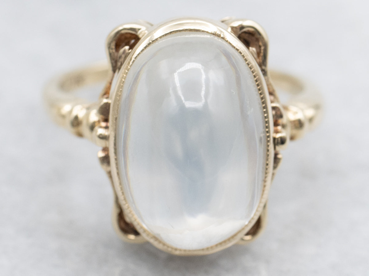 Victorian Revival Moonstone and Gold Ring