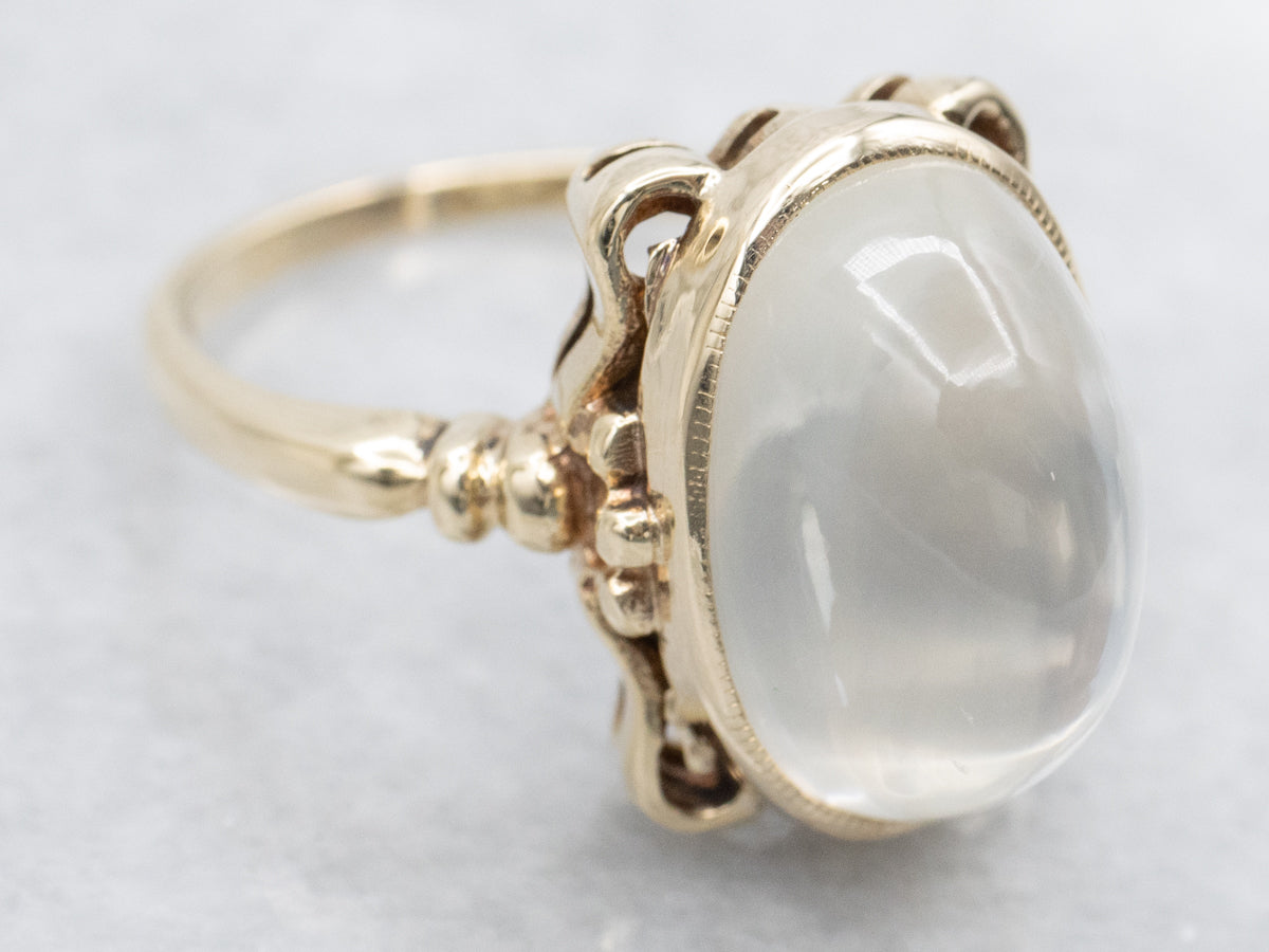 Victorian Revival Moonstone and Gold Ring