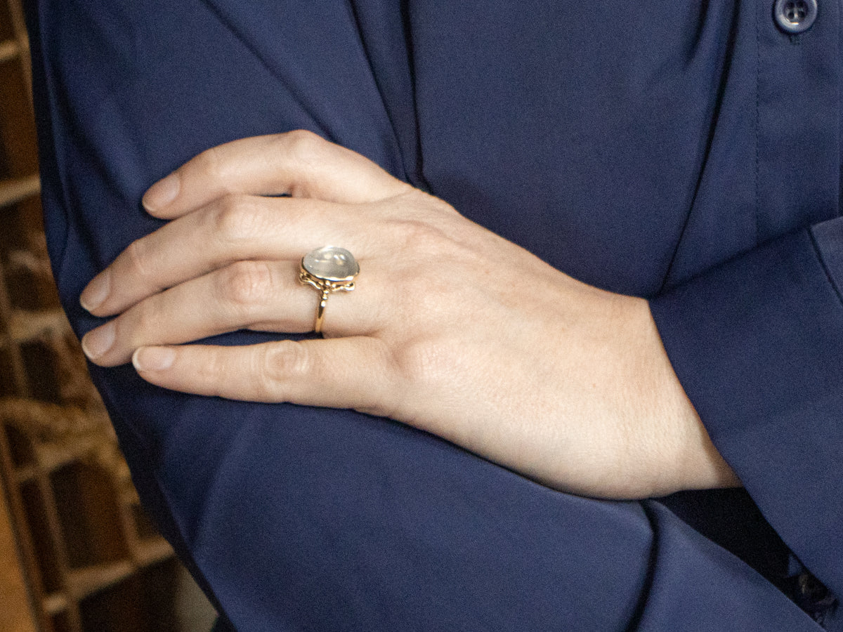 Victorian Revival Moonstone and Gold Ring