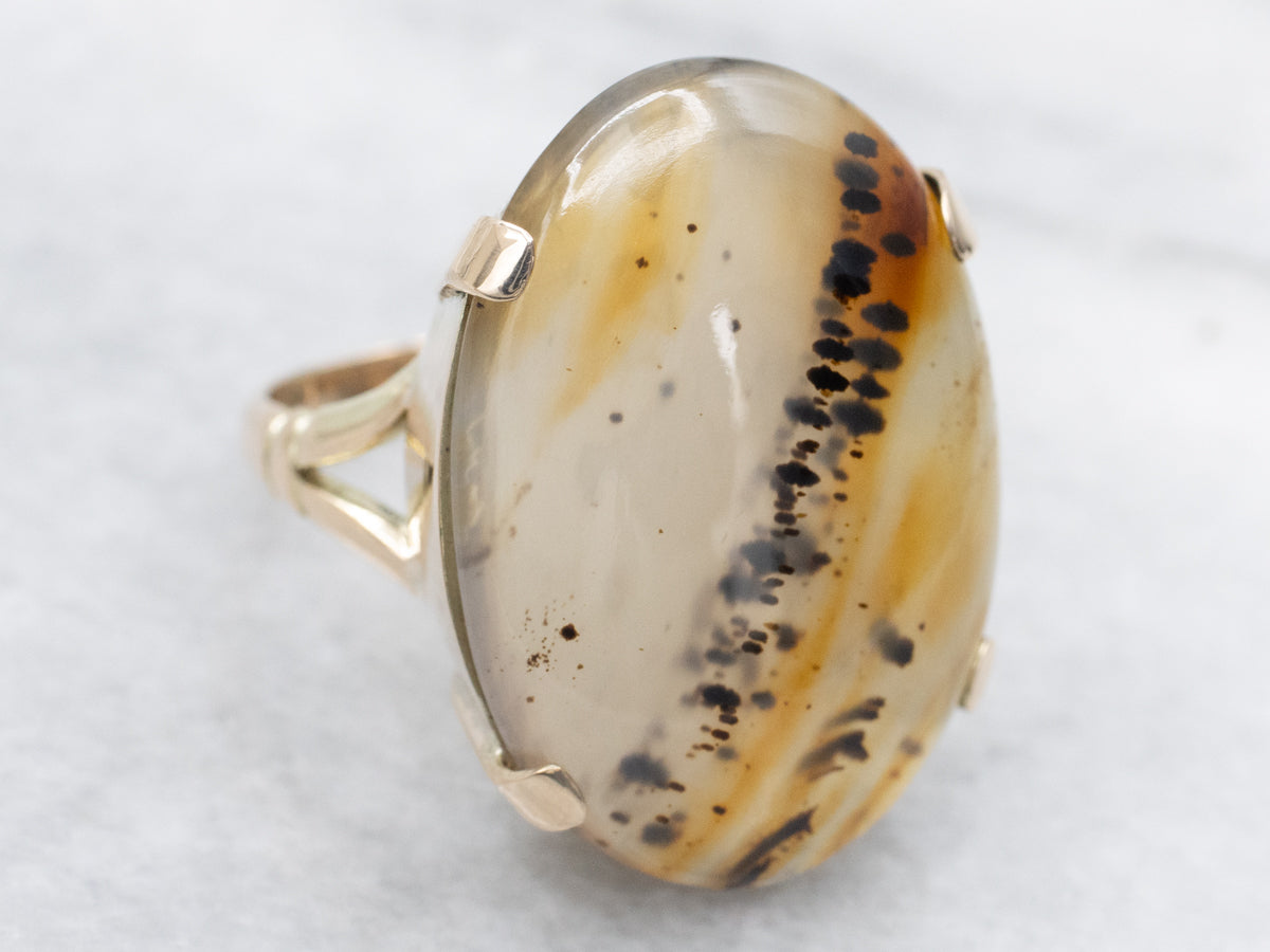 Montana Agate Vintage Cabochon Ring