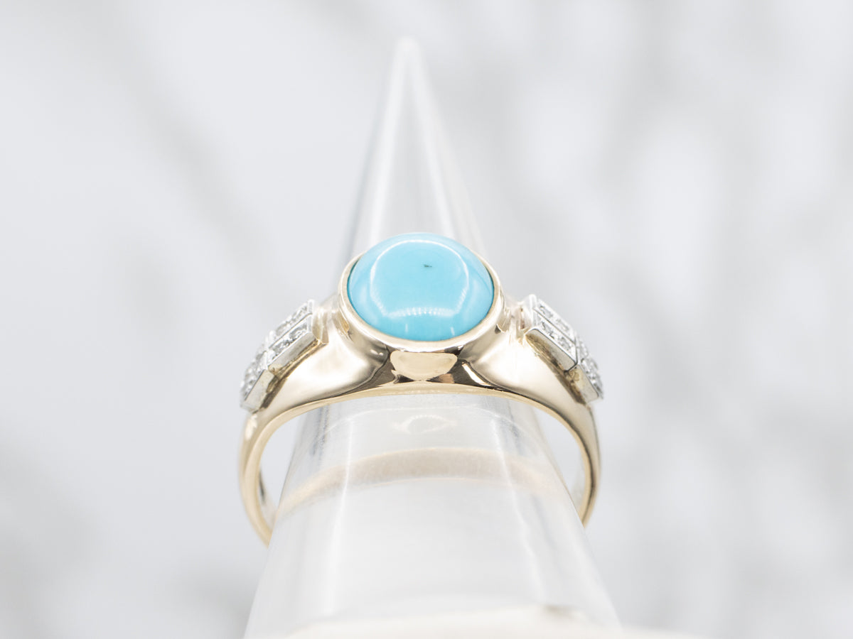 Men's Retro Era Turquoise and Diamond Ring