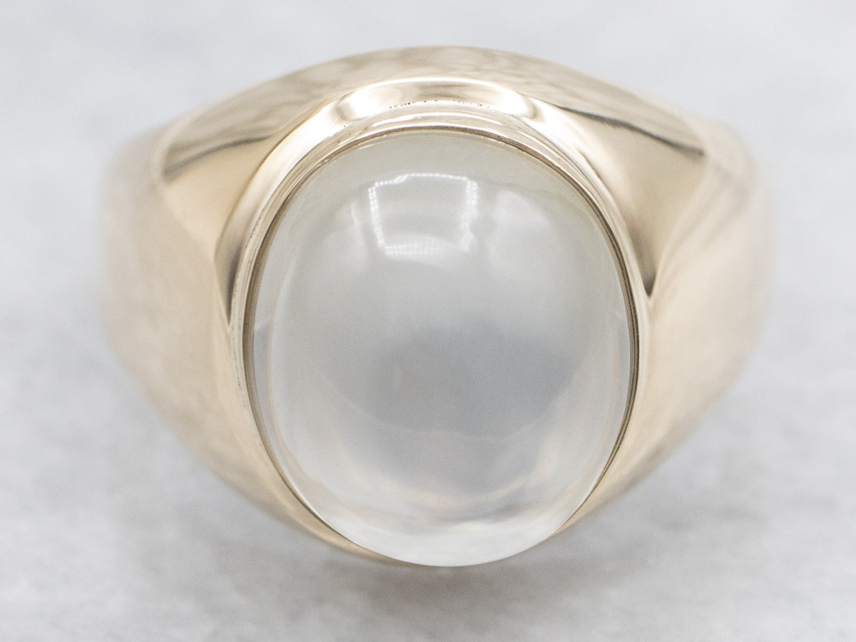 Polished Gold Unisex Moonstone Ring
