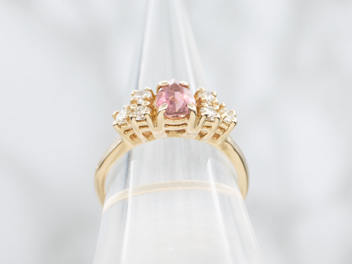 Pear-Cut Pink Tourmaline and Diamond Ring