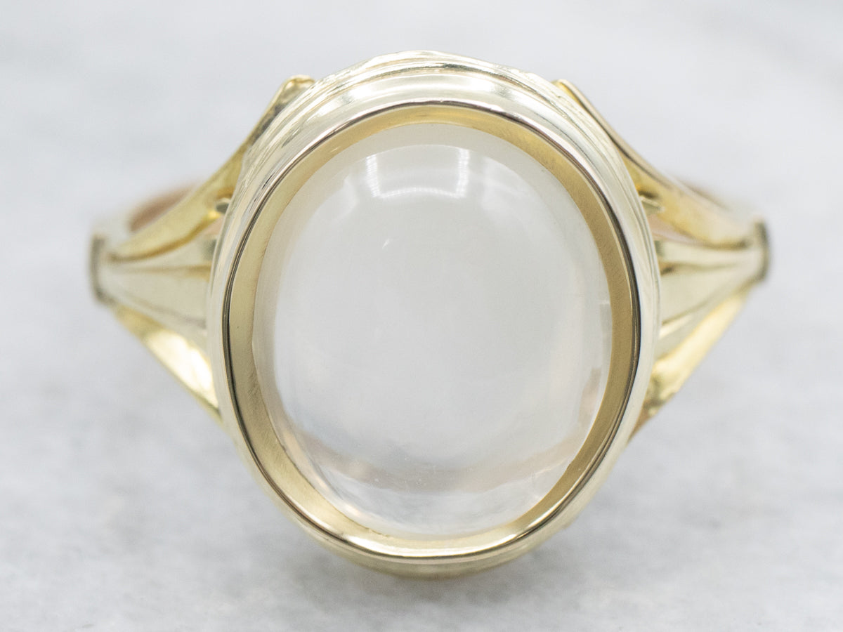 Two-Tone Bezel Set Moonstone Ring