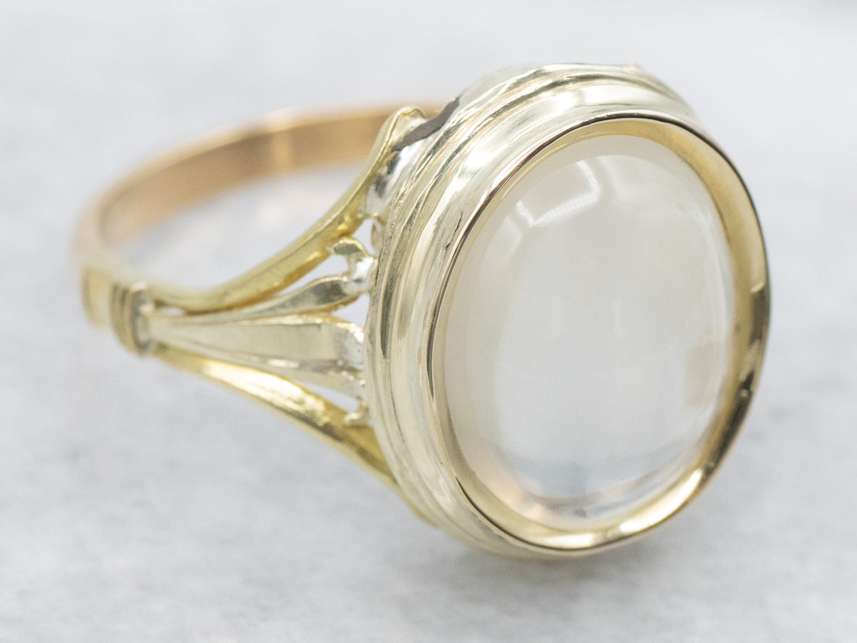 Two-Tone Bezel Set Moonstone Ring