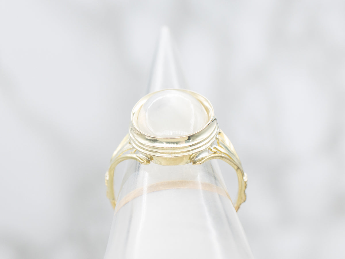 Two-Tone Bezel Set Moonstone Ring
