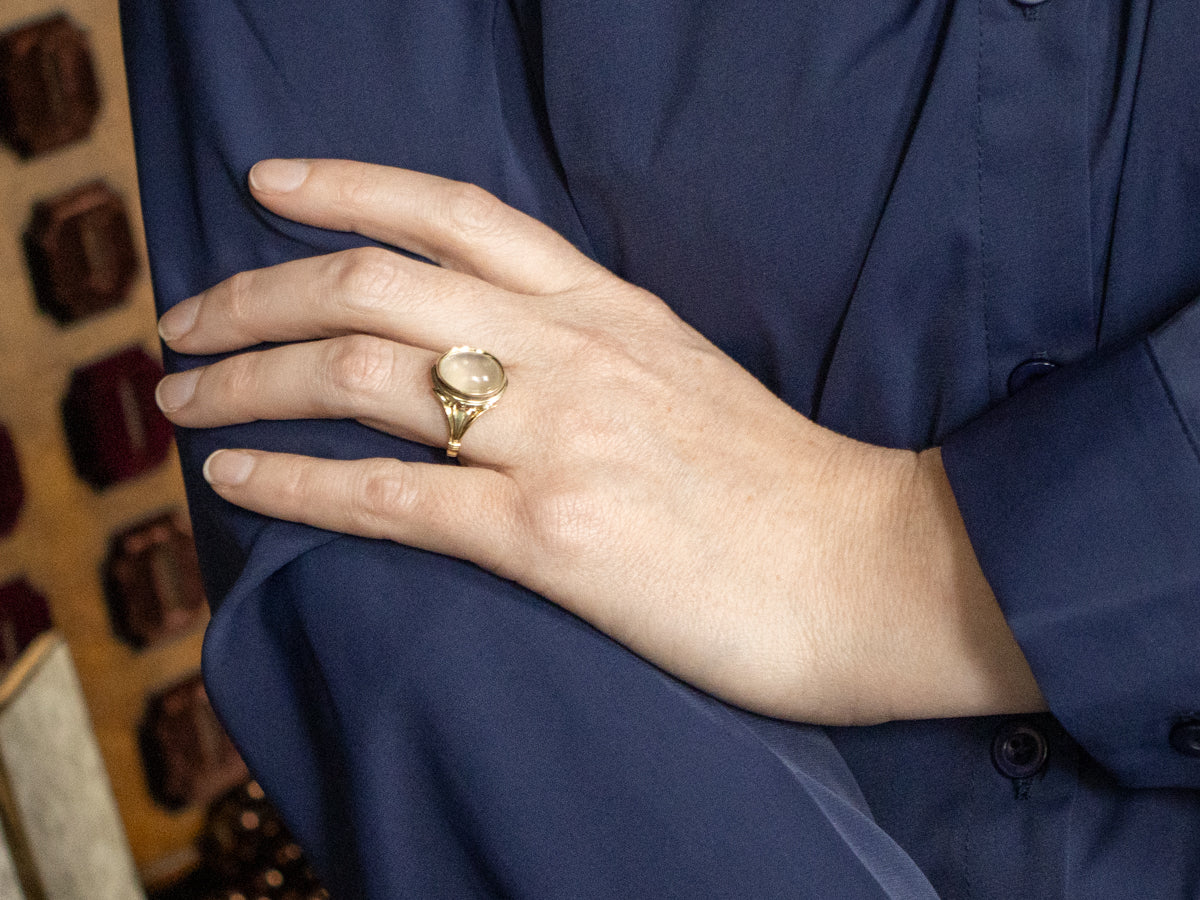 Two-Tone Bezel Set Moonstone Ring