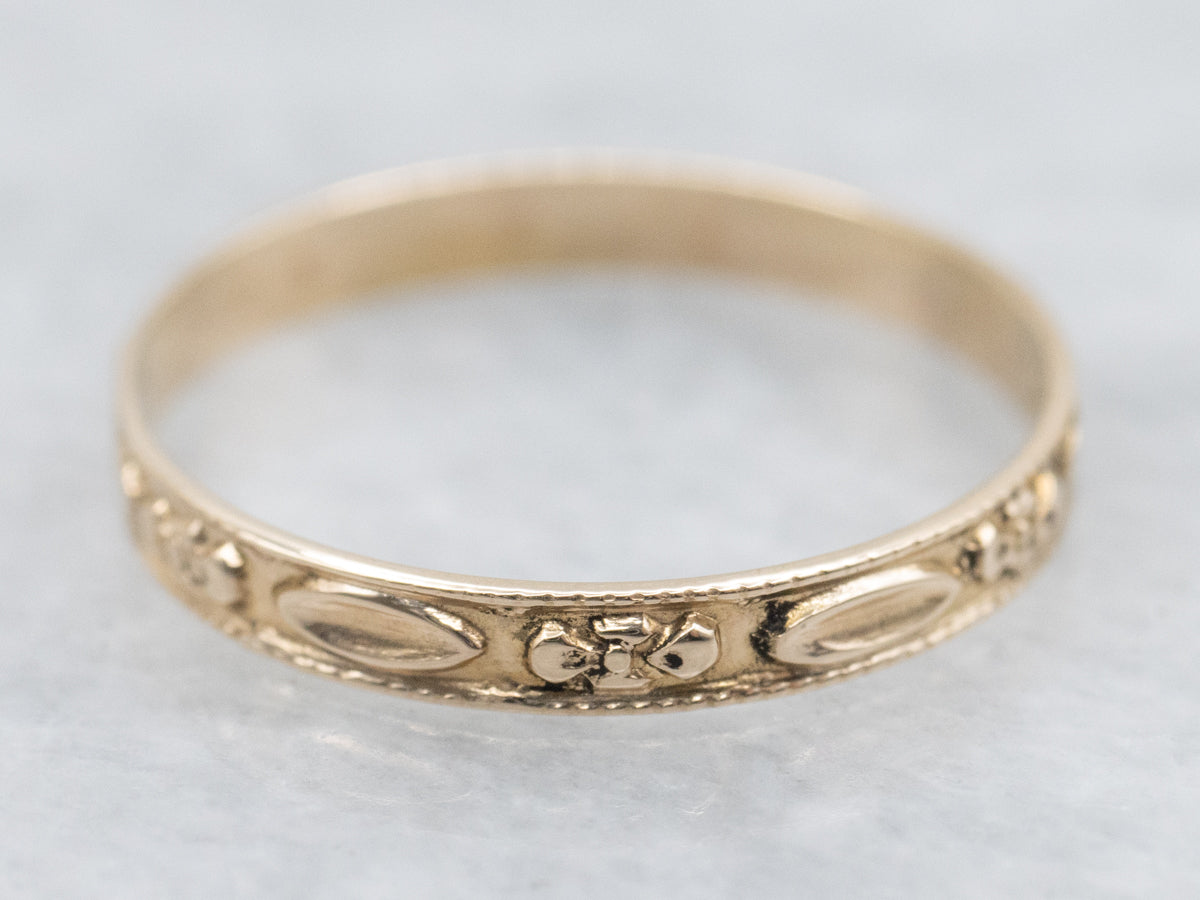 Mini Vintage Gold Forget-Me-Not Pattern Band