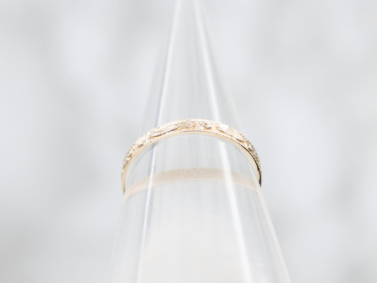 Mini Vintage Gold Forget-Me-Not Pattern Band