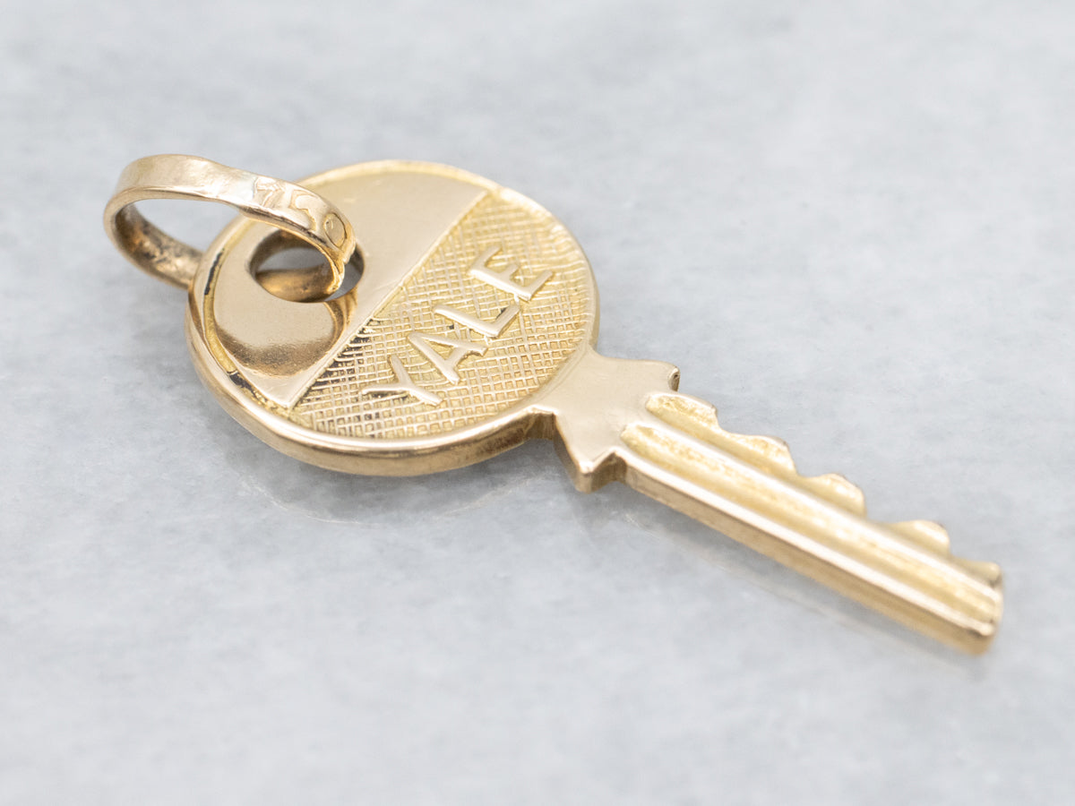 Vintage Gold "Yale" Key Charm Pendant