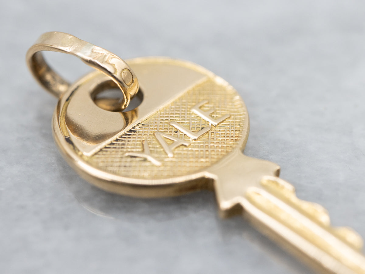 Vintage Gold "Yale" Key Charm Pendant