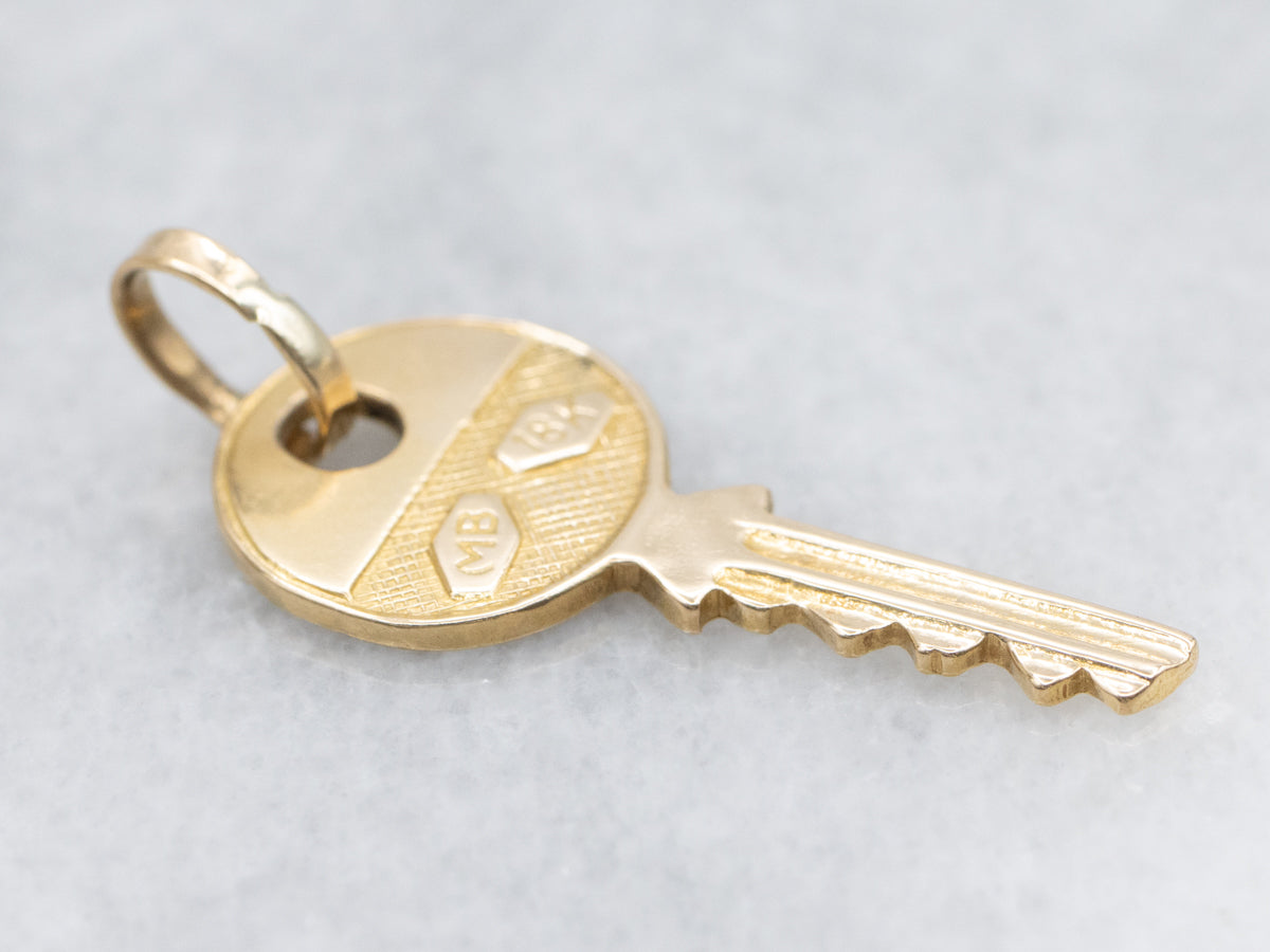Vintage Gold "Yale" Key Charm Pendant