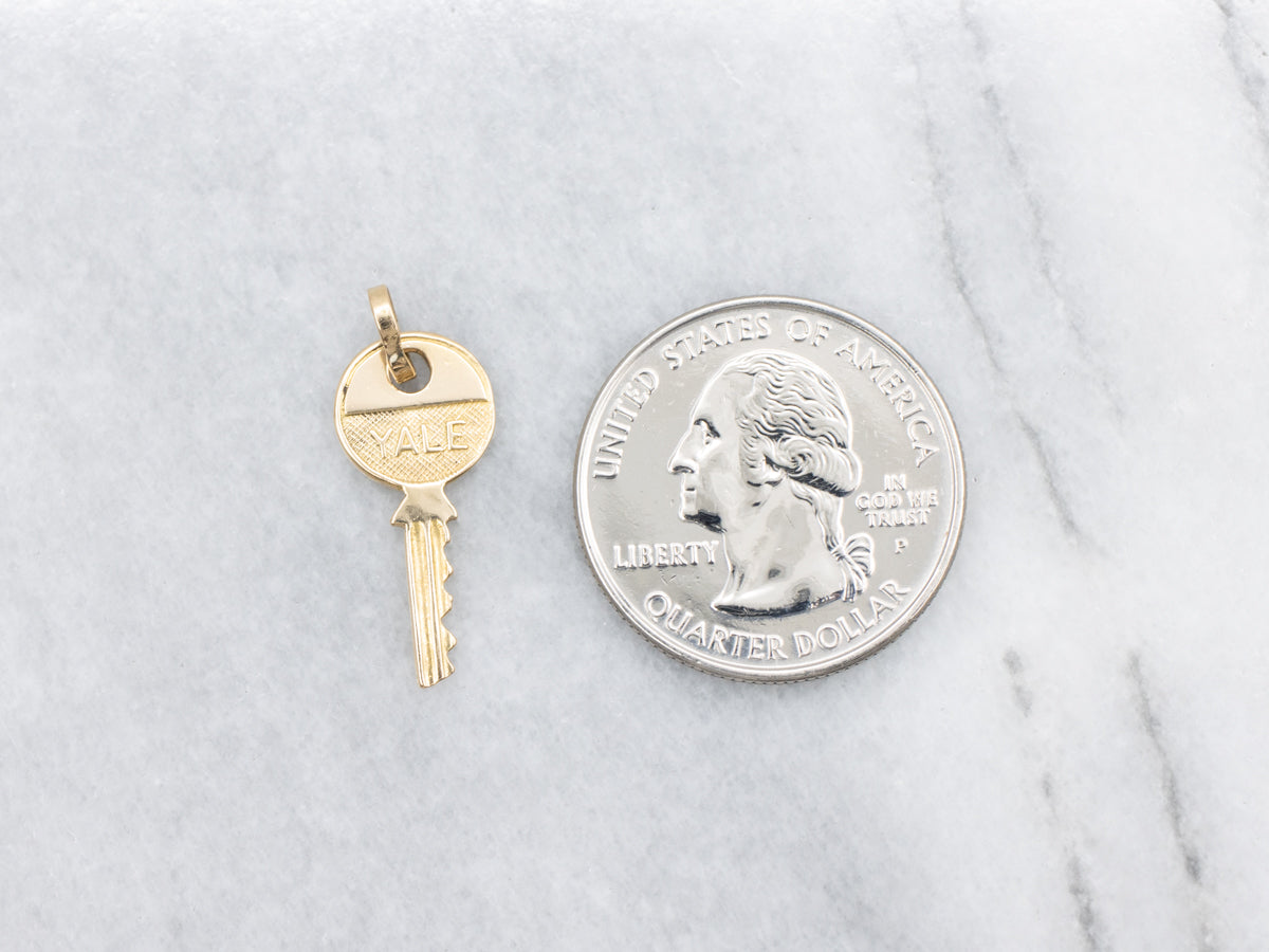 Vintage Gold "Yale" Key Charm Pendant
