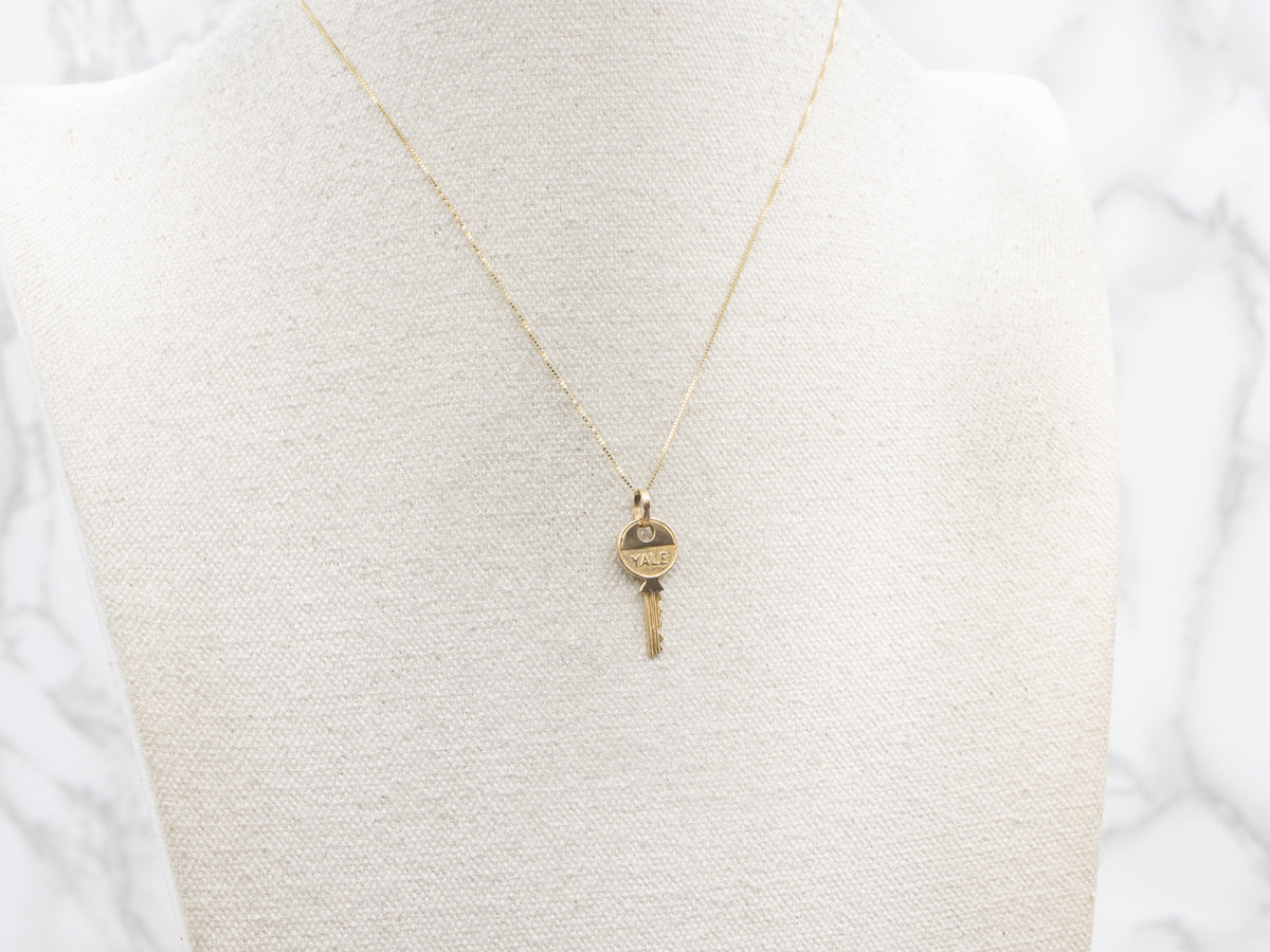 Vintage Gold "Yale" Key Charm Pendant