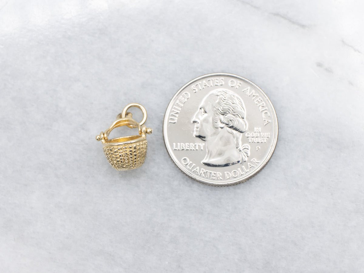 Mini Gold Nantucket Basket Gold Charm