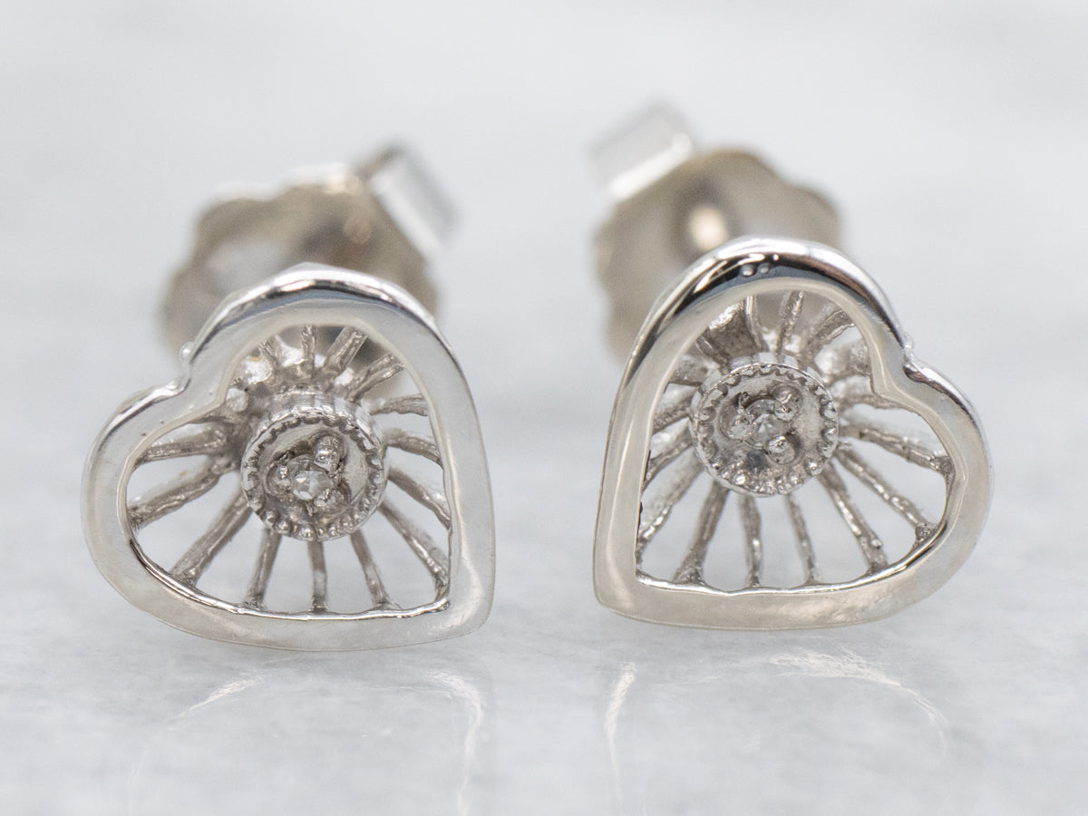 Diamond Heart Shaped Stud Earrings