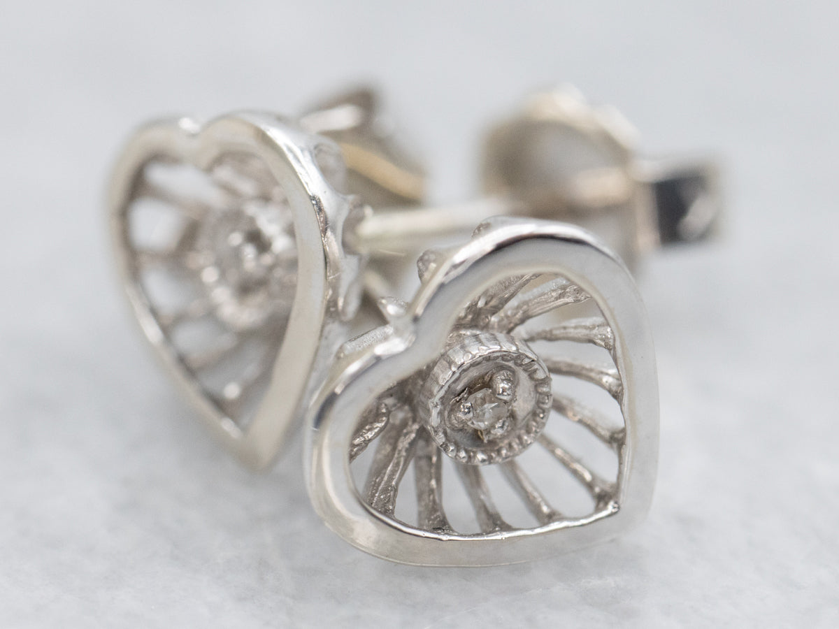 Diamond Heart Shaped Stud Earrings