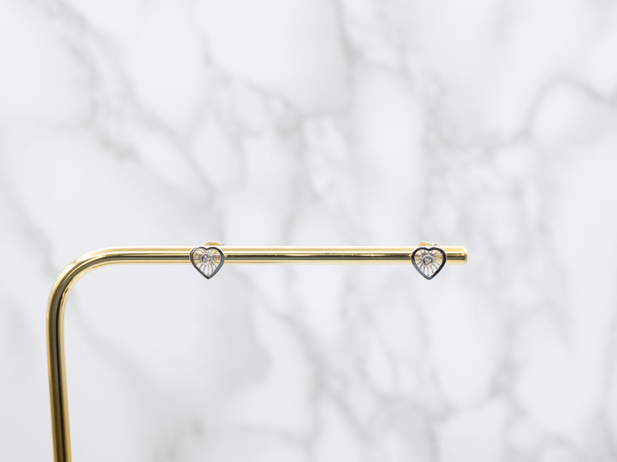 Diamond Heart Shaped Stud Earrings