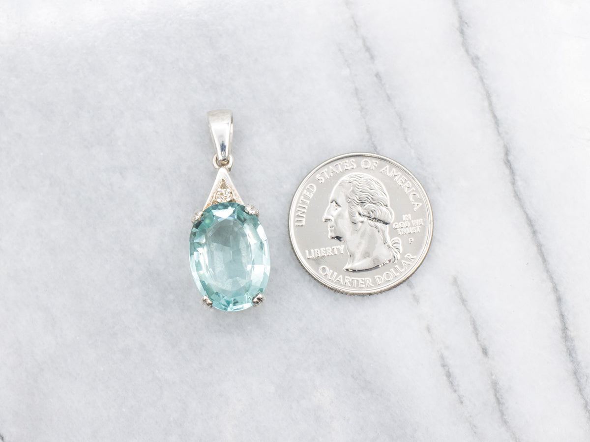 Sterling Silver Teal Obsidian and Diamond Pendant