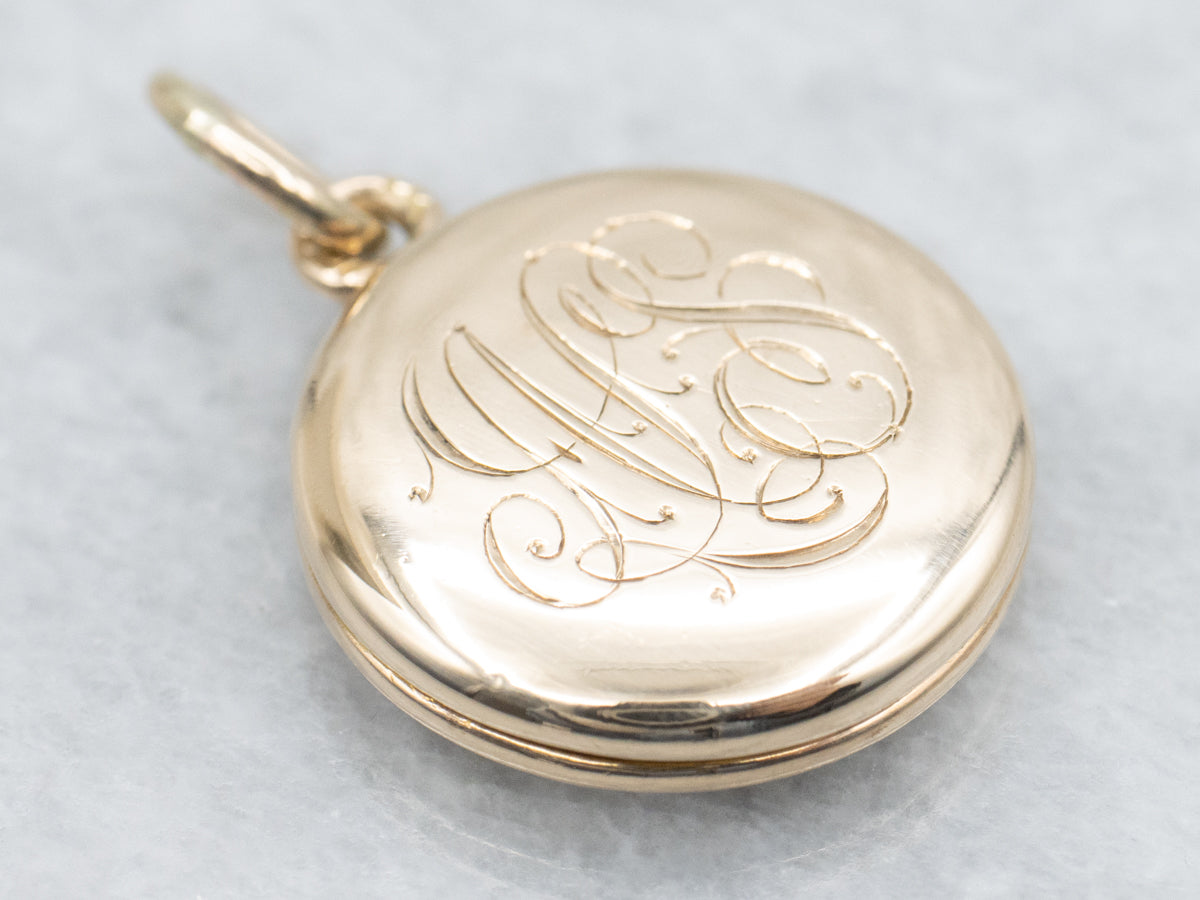 Sweet Antique Circle Locket with "JMS" Monogram