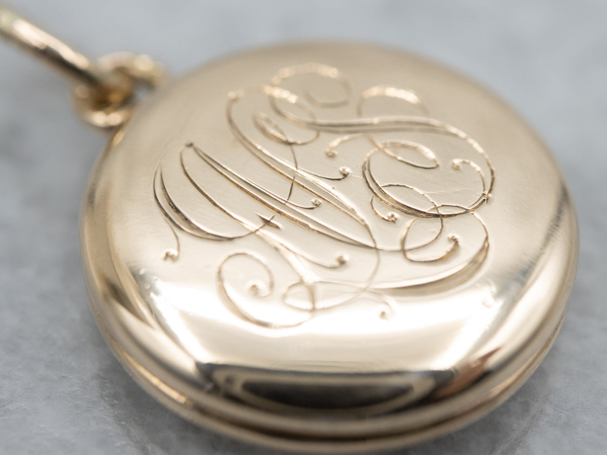 Sweet Antique Circle Locket with "JMS" Monogram