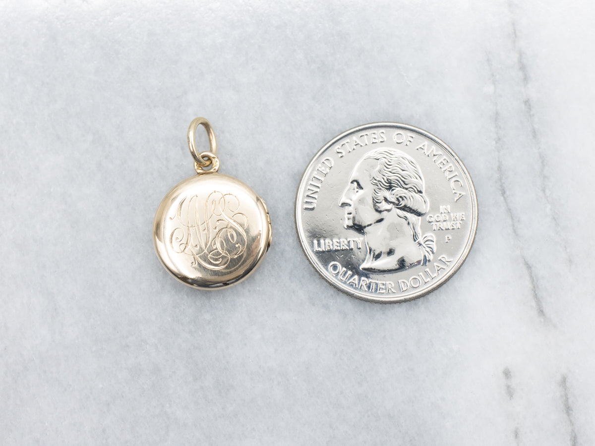 Sweet Antique Circle Locket with "JMS" Monogram