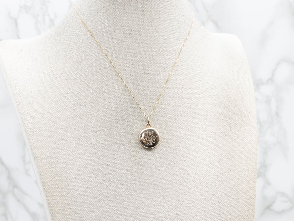 Sweet Antique Circle Locket with "JMS" Monogram