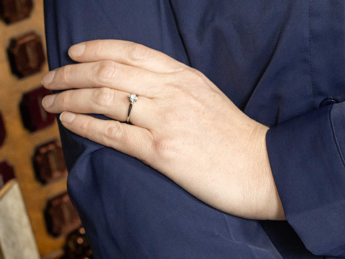 Sweet White Gold Modern Diamond Halo Engagement Ring