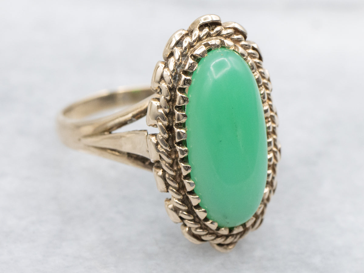 Vintage Gold Chrysoprase Cocktail Ring