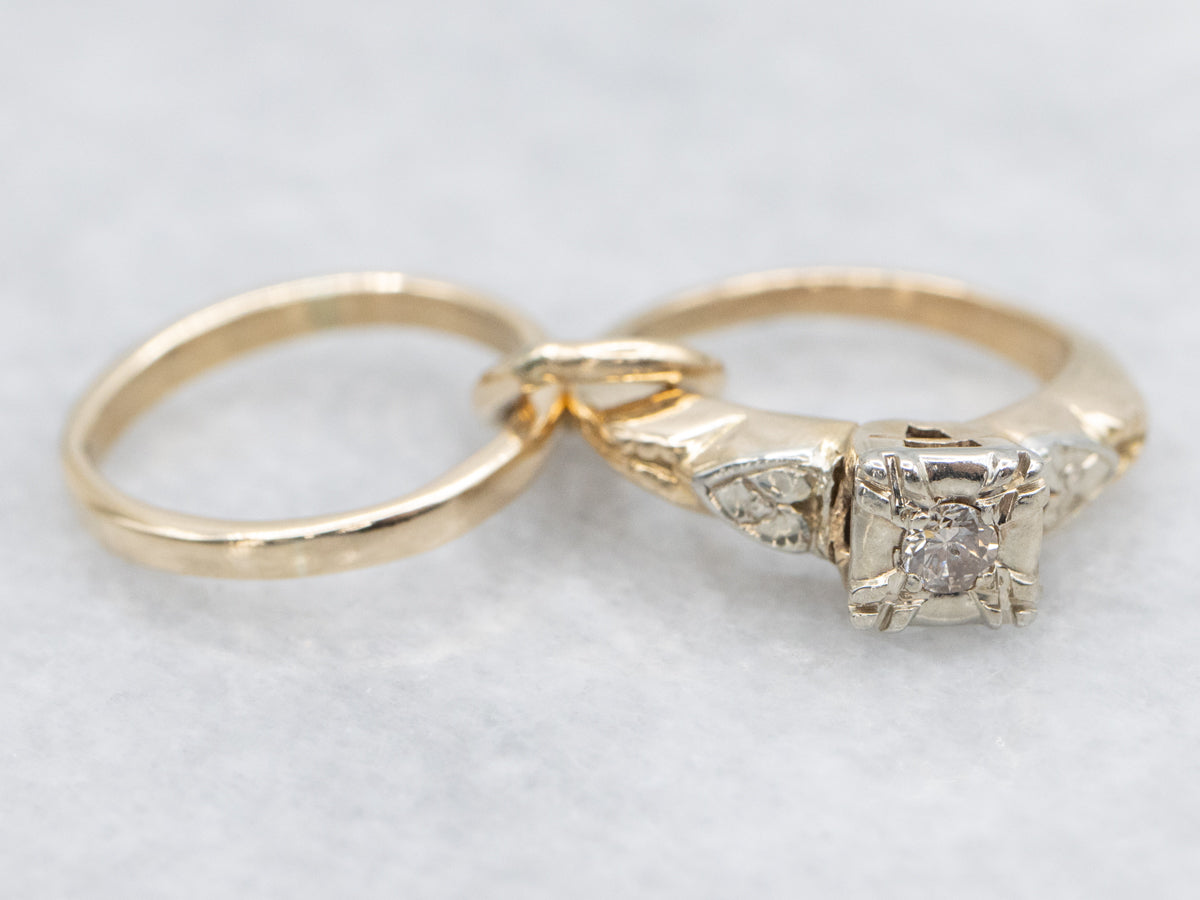 Vintage Diamond Engagement and Wedding Ring Charm