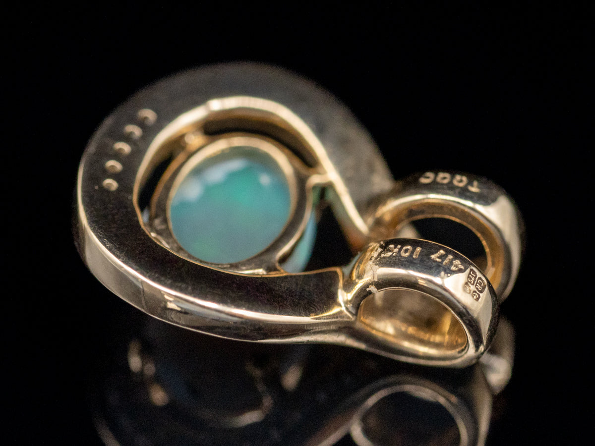 Modern Opal and Diamond Pendant