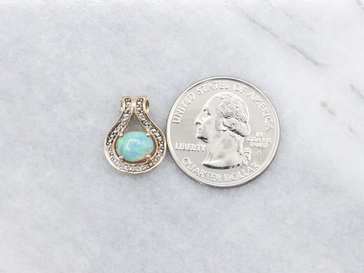 Modern Opal and Diamond Pendant