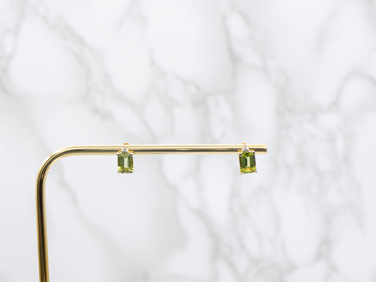 Peridot and Diamond Gemstone Earrings