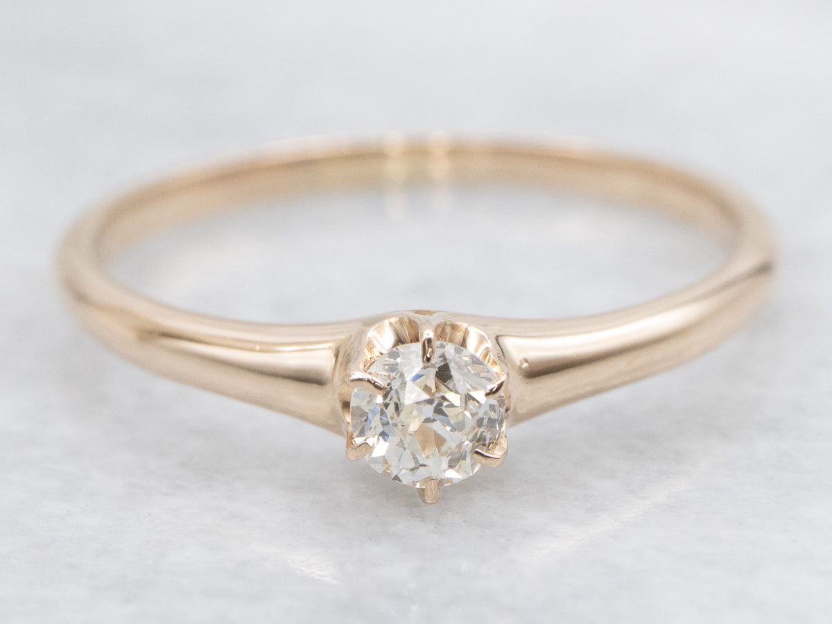 Old Mine Cut Diamond Engagement Ring