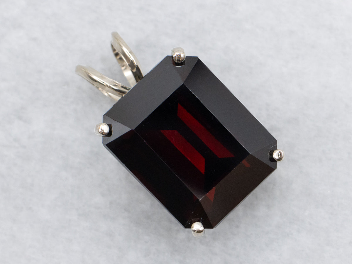 White Gold Garnet Solitaire Pendant