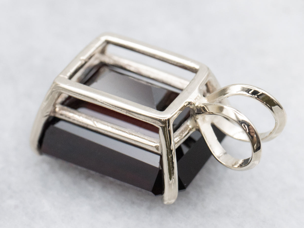 White Gold Garnet Solitaire Pendant