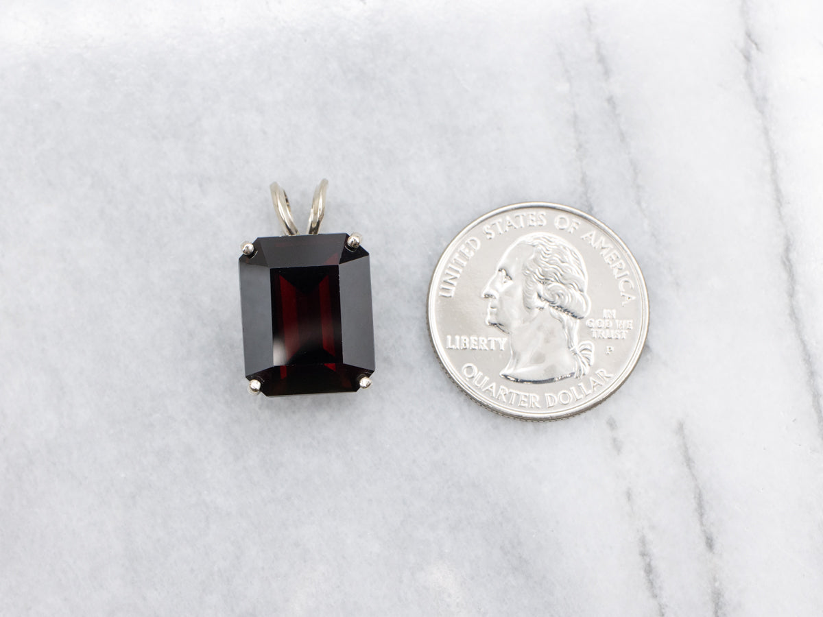 White Gold Garnet Solitaire Pendant