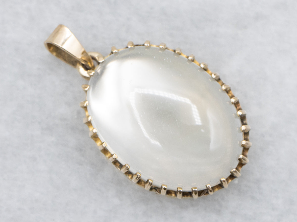 Moonstone and Gold Cabochon Pendant