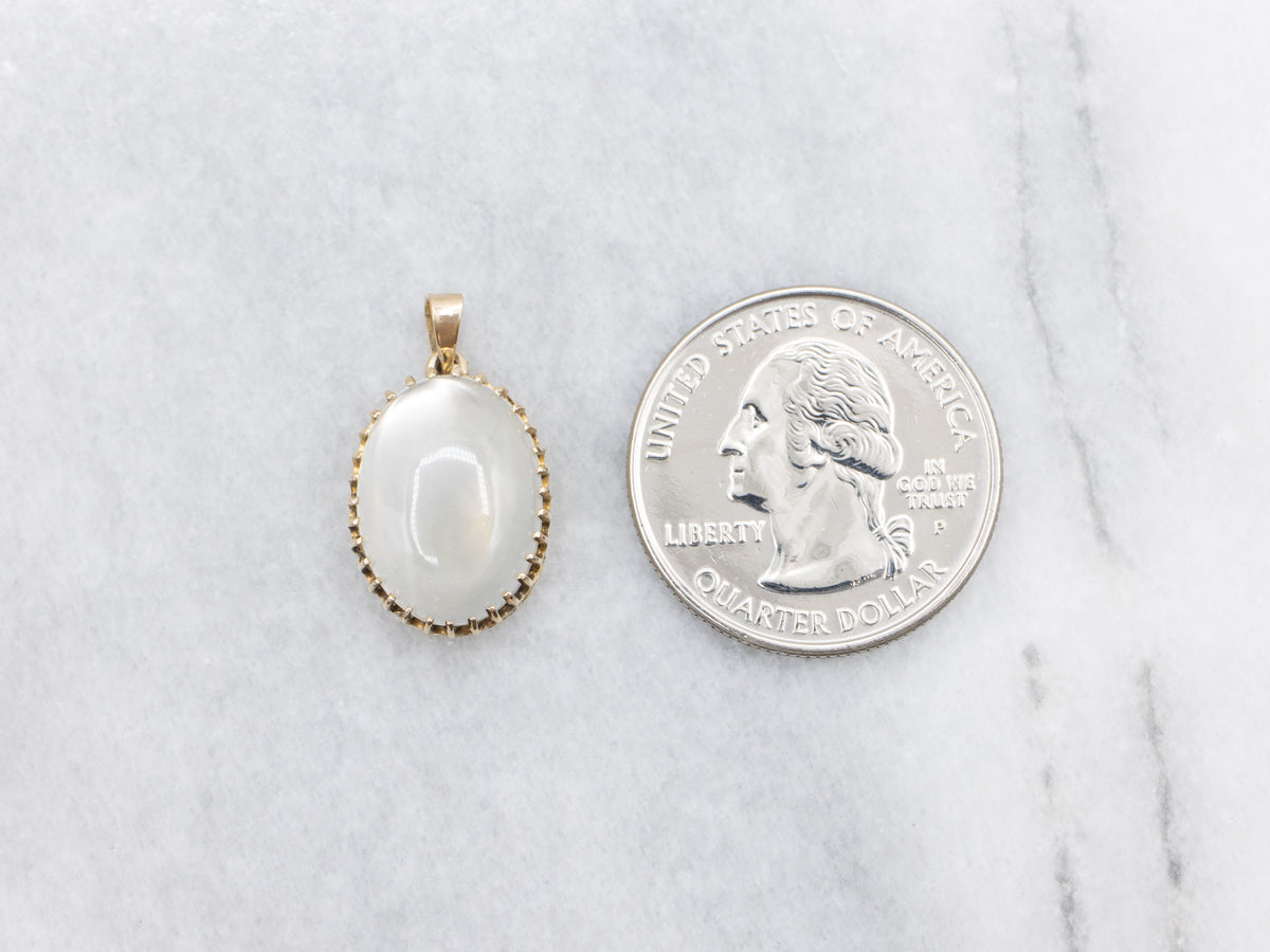 Moonstone and Gold Cabochon Pendant