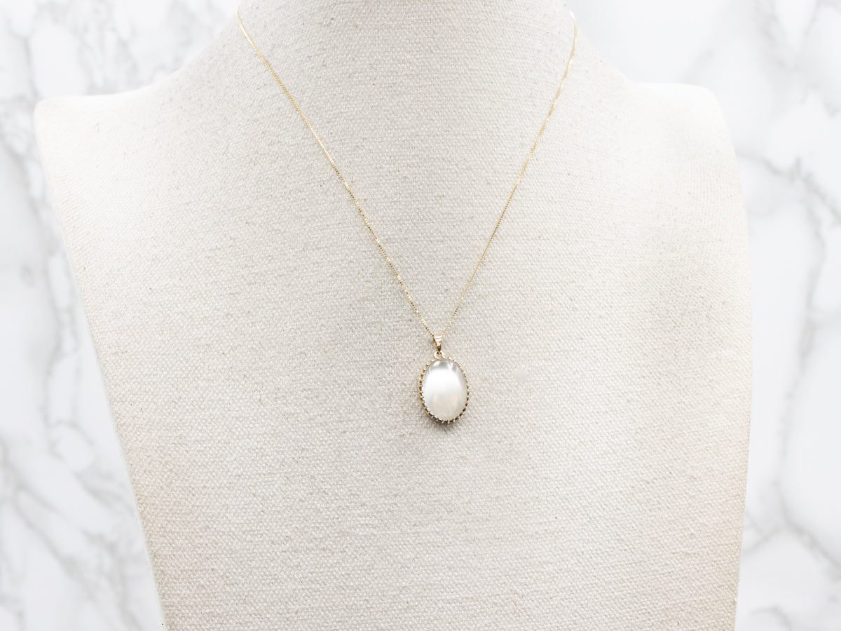 Moonstone and Gold Cabochon Pendant