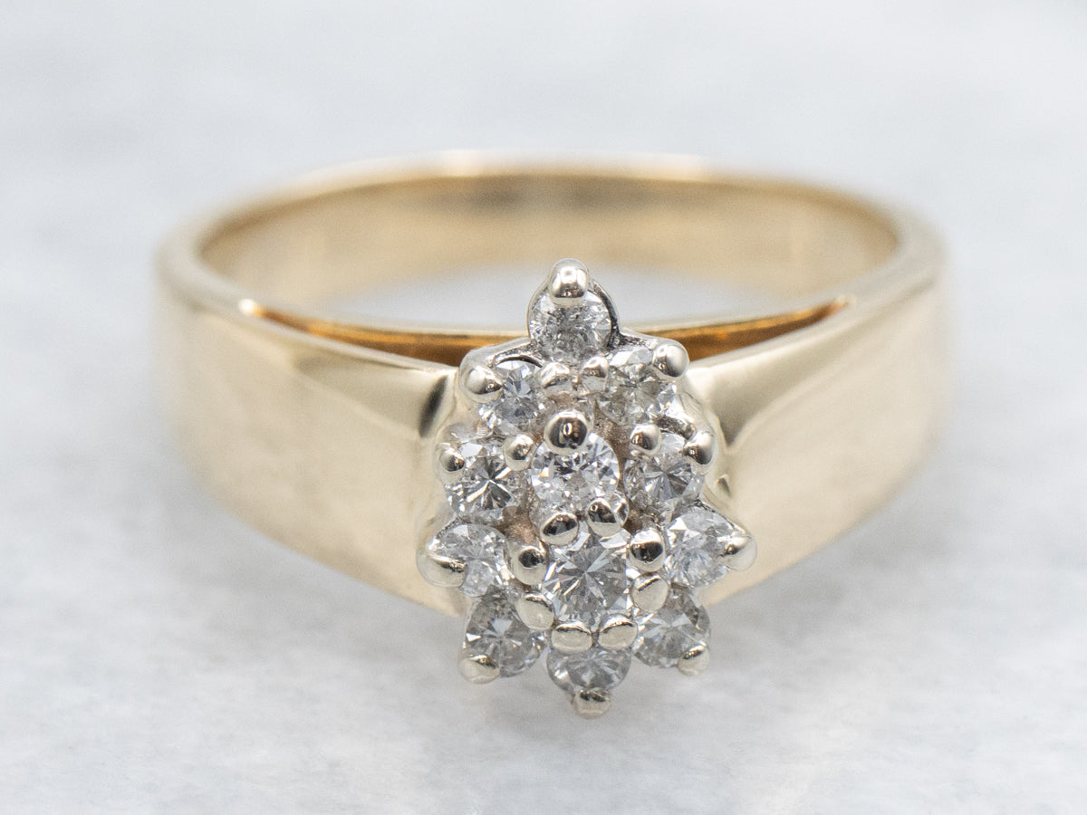 Teardrop Diamond and Gold Cluster Ring