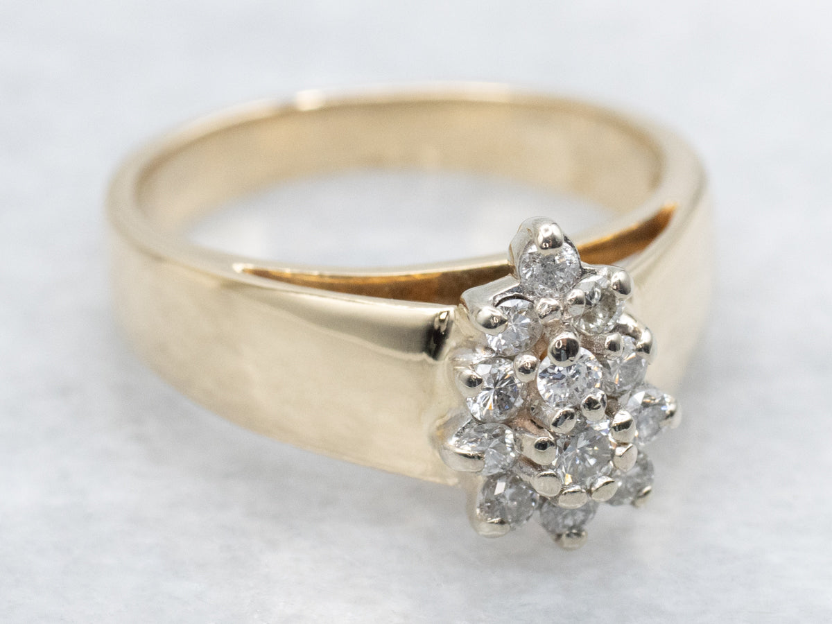 Teardrop Diamond and Gold Cluster Ring