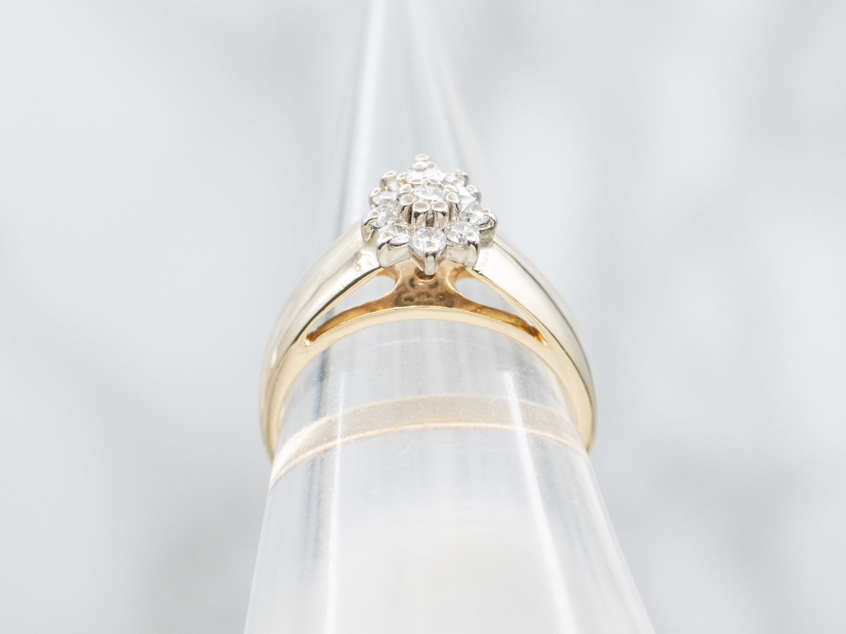 Teardrop Diamond and Gold Cluster Ring