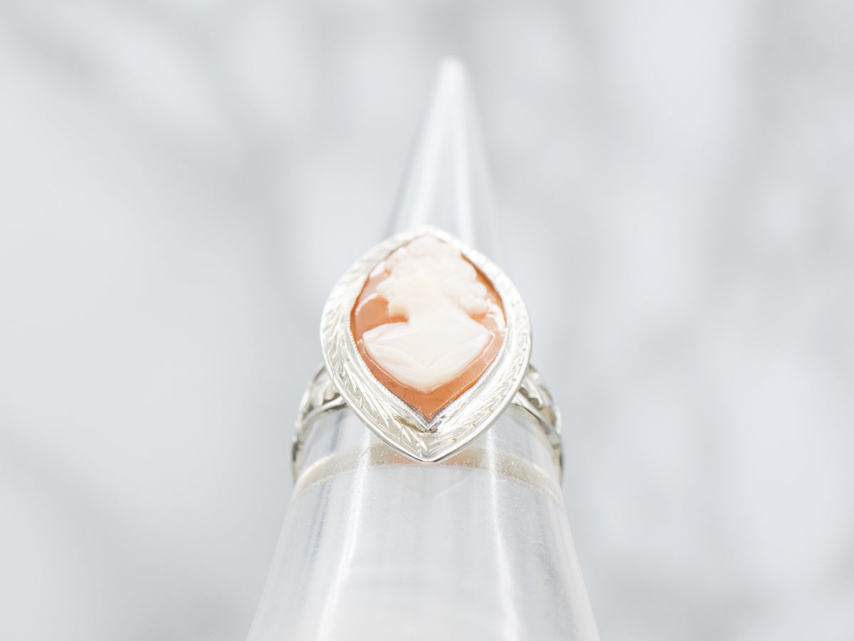 Mid-Century Marquise Cameo Ring